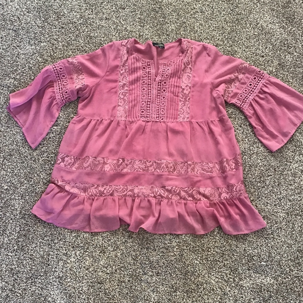 Suzanne Betro 3/4 Sleeve  Flowy Blouse Sz 1X